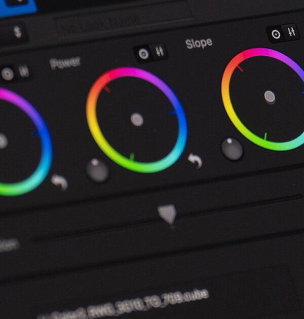 colour correction software user interface with colour wheels